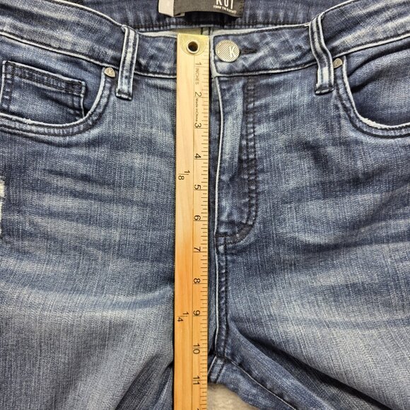 Kut From The Kloth Jeans Womens 8 Blue Distressed Skinny Raw Hem Ankle Stretch - Picture 9 of 10